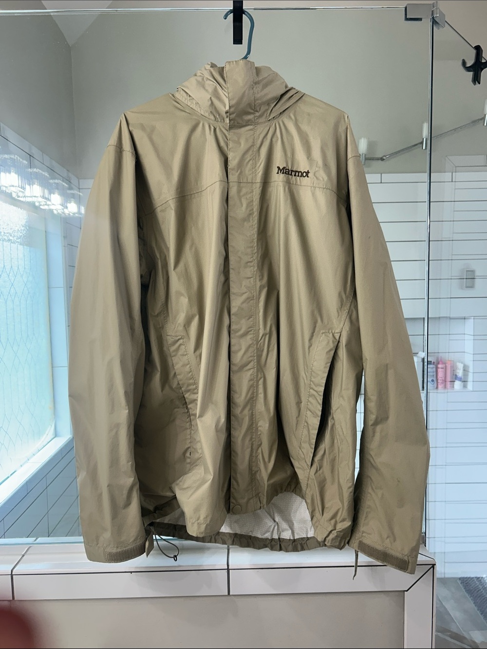 Marmot Men's Hooded Rain Jacket - Beige/Tan